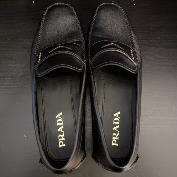 Prada Men's Saffiano Leather Penny Drivers Loafers Sz 10 2dd001 - Picture 11 of 13